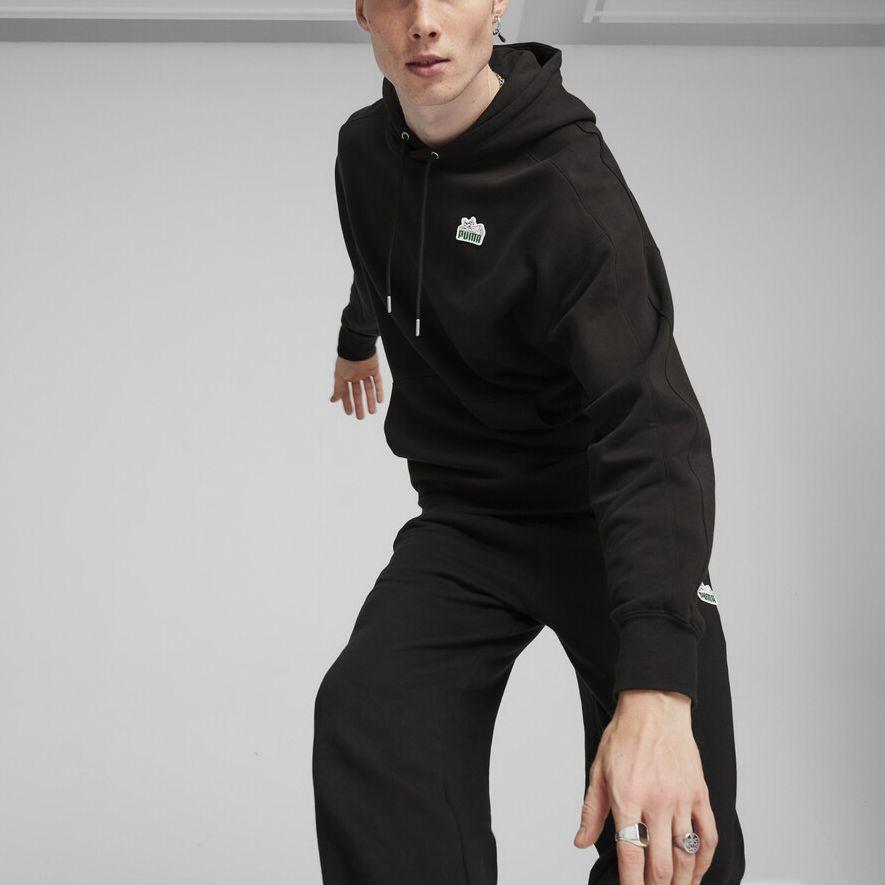 Puma Однотонное повседневное худи-пуловер свободного кроя для мужчин, черное 625036-01