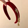 Retro Ethnic Style Hair Hoop Velvet Pendant Hair Clip Head Wear Tassel Bell Hair Band  Headwear