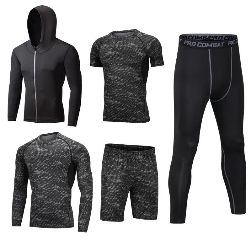 Men's 5-Piece Quick-Dry Sports & Fitness Set: Gym, Running, Basketball - All Seasons