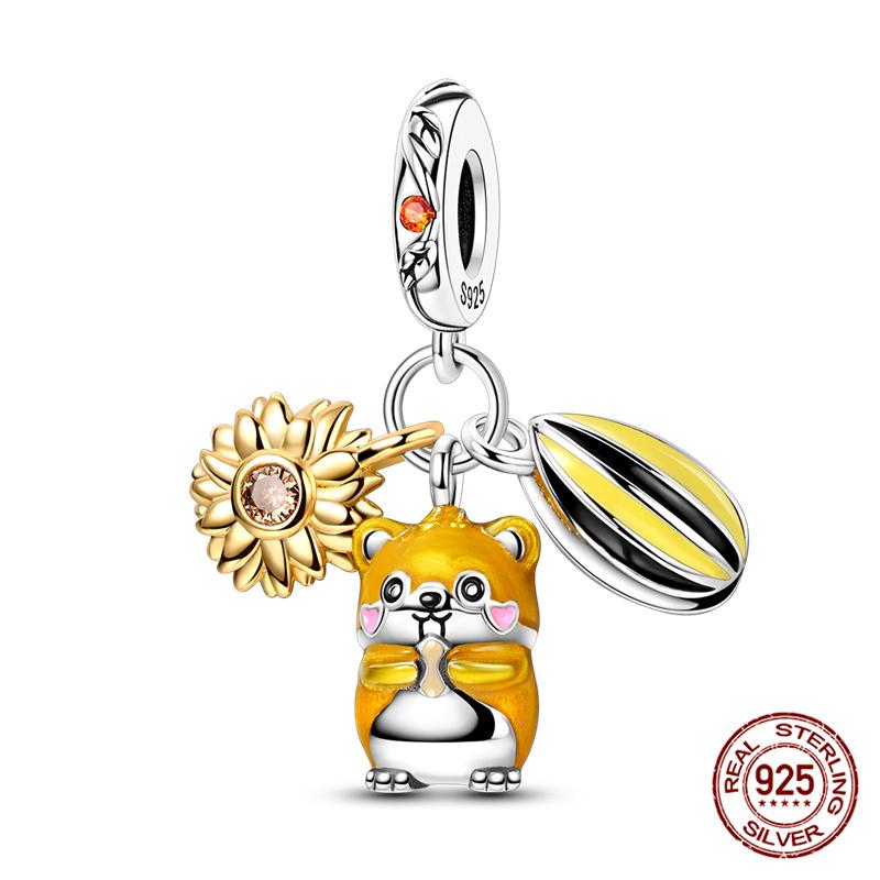 100% 925 silver Animal Series Bulldog Zebra Squirrel Charms Fit Original 925 Bracelet DIY Jewelry Making Women Gift