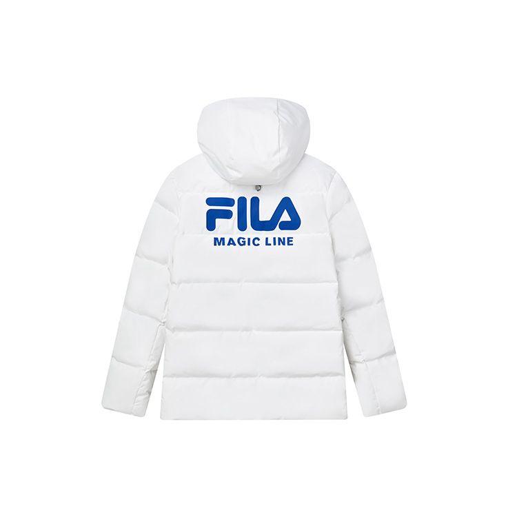 Fila Letter Logo Printed Thick Hooded Down Jacket Men Outerwear Standard-White F11M149901FWT