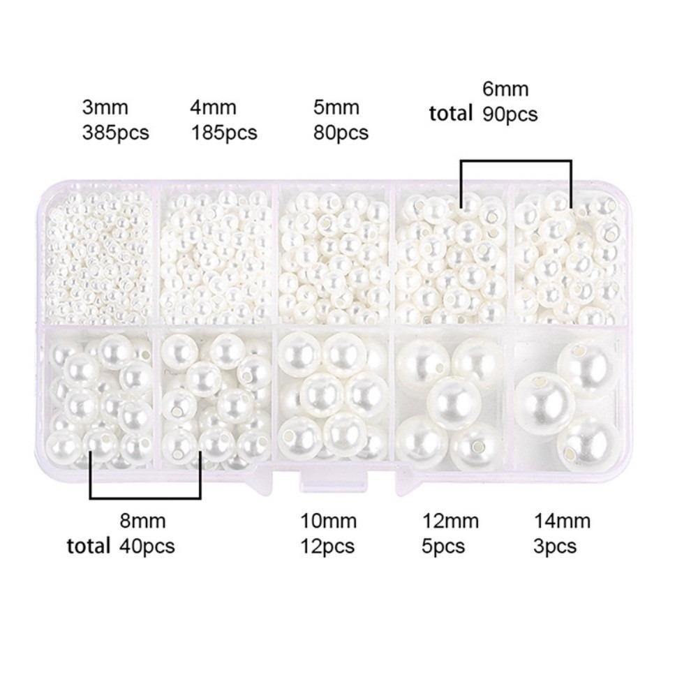 800pcs 3-14mm ABS Pearl Beads Round Imitation Pearl Beads Mixed Pearl Beads  Bracelet Making