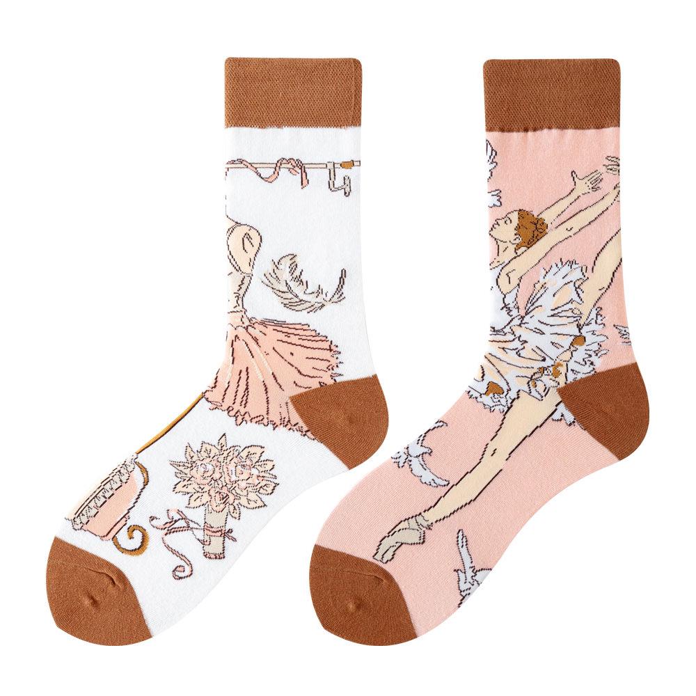 Asymmetric Colorful Christmas Cotton Socks for Couples