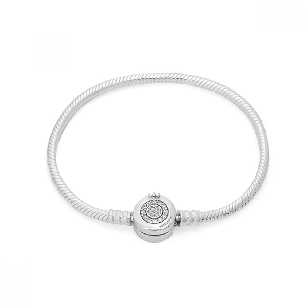 PandOra 599046c01 MOment Sparkling Pav CrOwn CrOwn O Snake Chain Silver Bracelet