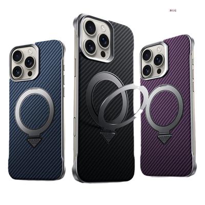 Подходит для чехла для телефона Apple 16promax, магнитная подставка, кожаный чехол для iPhone15 с карбоновым узором, без бортиков, противоударный