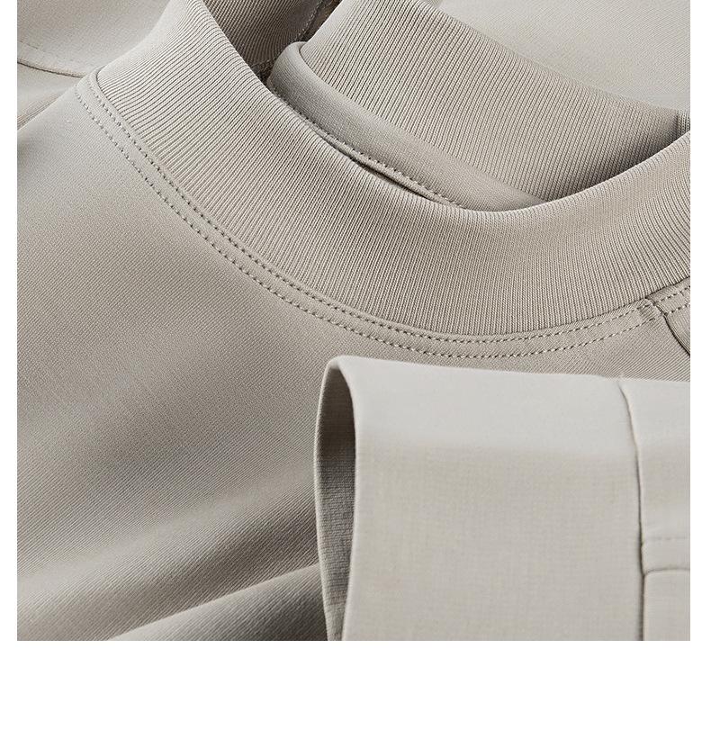 Мужская футболка с длинным рукавом из мерсеризованного хлопка 270 г/м² - Однотонная, Круглый вырез, Осенне-весенний топ