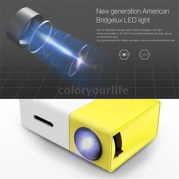 HD 1080P Mini Video Projector LED Home Theater Projector Supports Smart Phones, Laptops and AV, USB, SD Card, HDMI Interfaces, for Home Entertainment