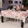 Silks And Satin Tablecloth Peony Flower Embroidery Lace Hem Splice European Style Cover Washable Table Cloth For Tea Table