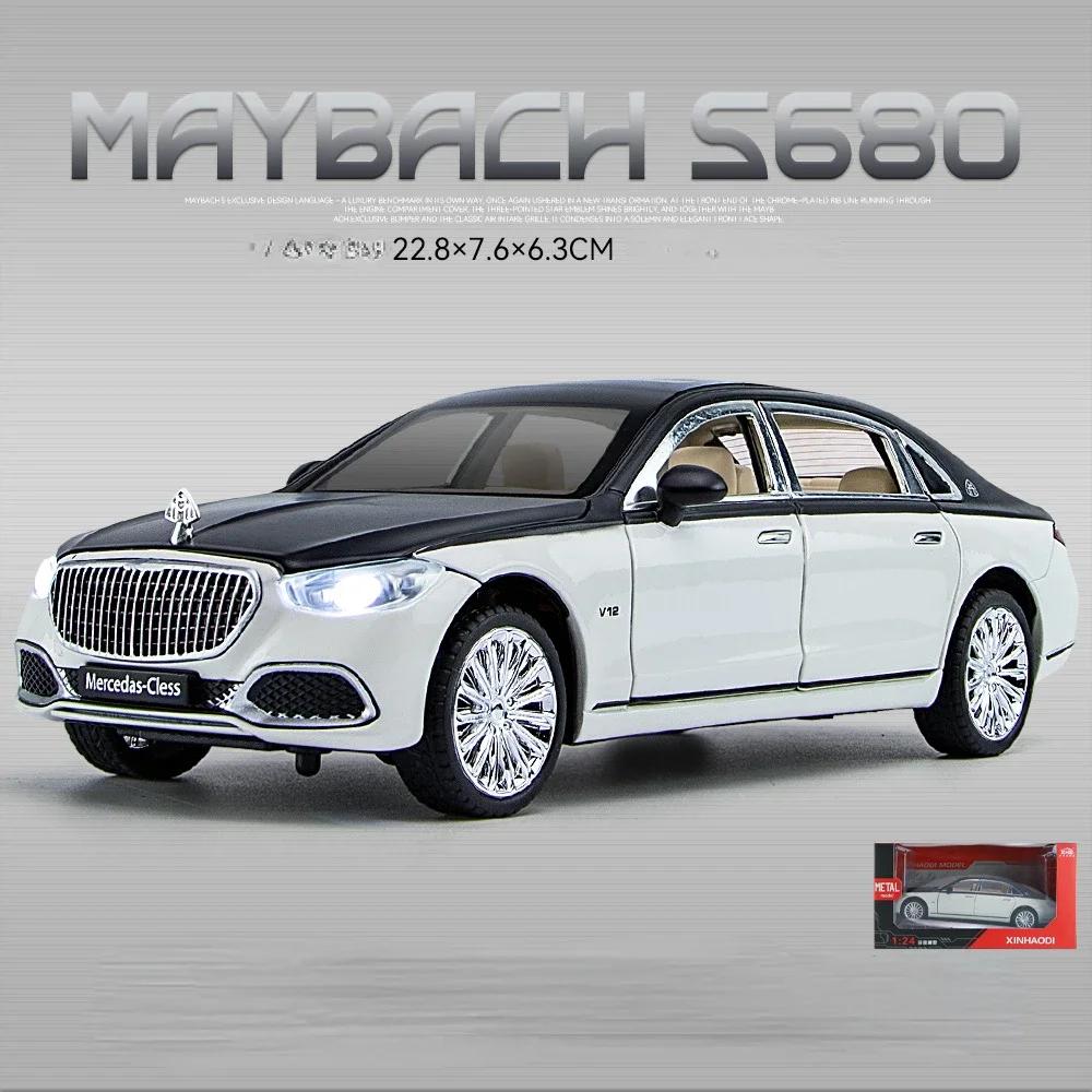 ABAB1 1:24 S680 Luxury Sedan Simulation Diecast Metal Alloy Model Car Sound Light Collection Kids Toy Gift