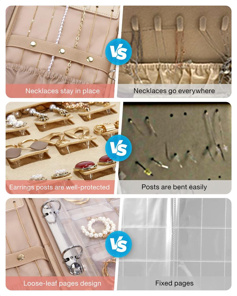 Jewelry Travel Organizer Case Transparent Jewelry Storage Book Ring Binder Jewelry Bags Clear Booklet Jewelry Rolls Zipper Bag