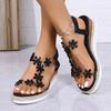 Fashion Woman Slip On Wedge High Heels Sandalias Mujer Elegant Rhinestones Flowers Sandals Women Fashion Crystal Chunky Platform Sandles