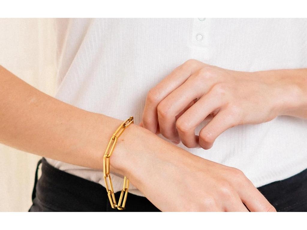 Элегантный кубинский браслет из нержавеющей стали - Женский титановый браслет высокого класса с гальваническим покрытием, не тускнеющий