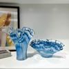 Синяя волнистая стеклянная ваза, цветочный горшок, поднос для фруктов, настольные органайзеры, украшения, аксессуары для цветочной композиции и домашнего декора