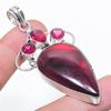 Red Labradorite, Garnet Gemstone 925 Sterling Silver Jewelry Pendant 2.80"