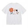 Men's Soft Breathable All Season Classic T-Shirt Cute Cat With Flower Cotton Tee