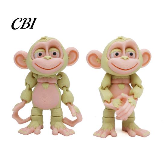 Soft Color Cartoon Animal Decor 3D Printed Articulated Monkey Figurine, Multi-Color Model with Portable Healing Charm Movable Joints, Stress