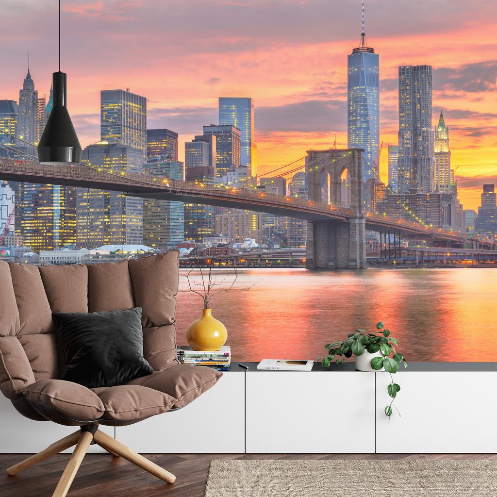Photomural Lower Manhattan Skyline And Brooklyn Bridge Self-Adhesive Mural 104x70.5