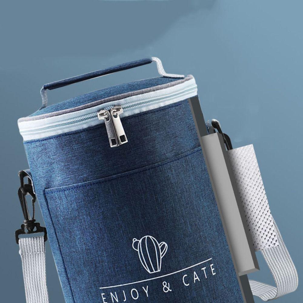 Oxford Cylinder Insulated Lunch Box Bag Aluminum Foil Thermal Bag with Rice at Work
