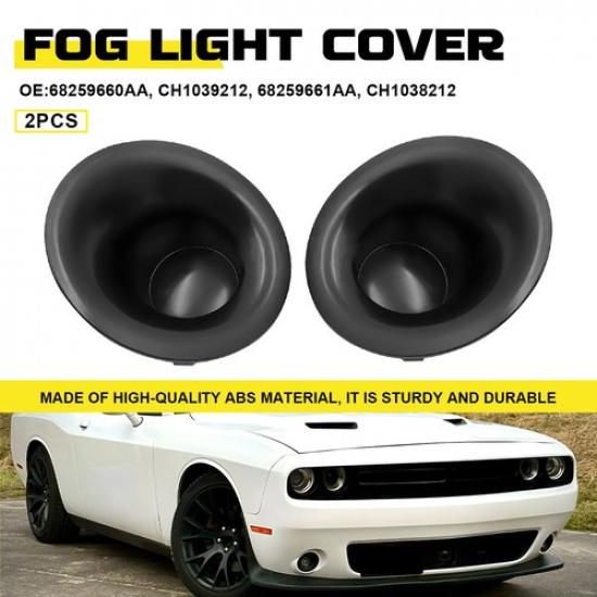Fog Light Cover Set For 2015- Dodge Challenger Left Right Side Bumper Black
