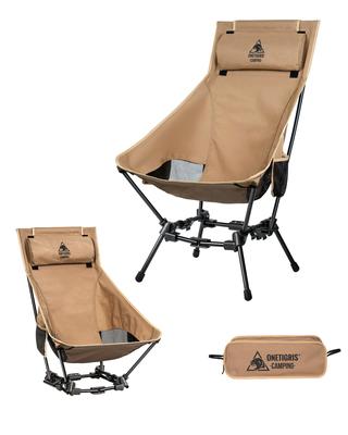 OneTigris Dragonhide Outdoor Chair High Back Camping Chair 2WAY Складной низкий стул со съемным подголовником Грузоподъемность 150 кг Повышенная устойчивость