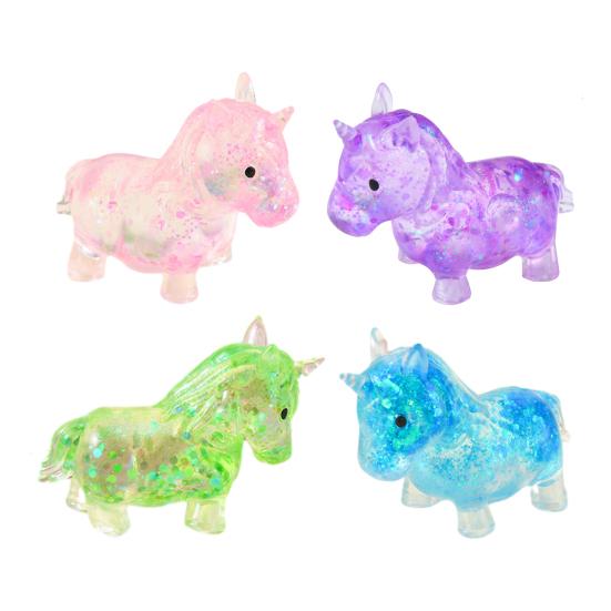 Mini Horse Squeeze Toy Stress Relief Clear Glitter Horse Stress Sugar Ball Sensory Toy Decompression Fidget Toy Party