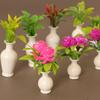 1:12 пластиковых ваз для моделирования, 8 стилей, готовые цветы, зеленые растения, миниатюрные украшения для кукольного домика