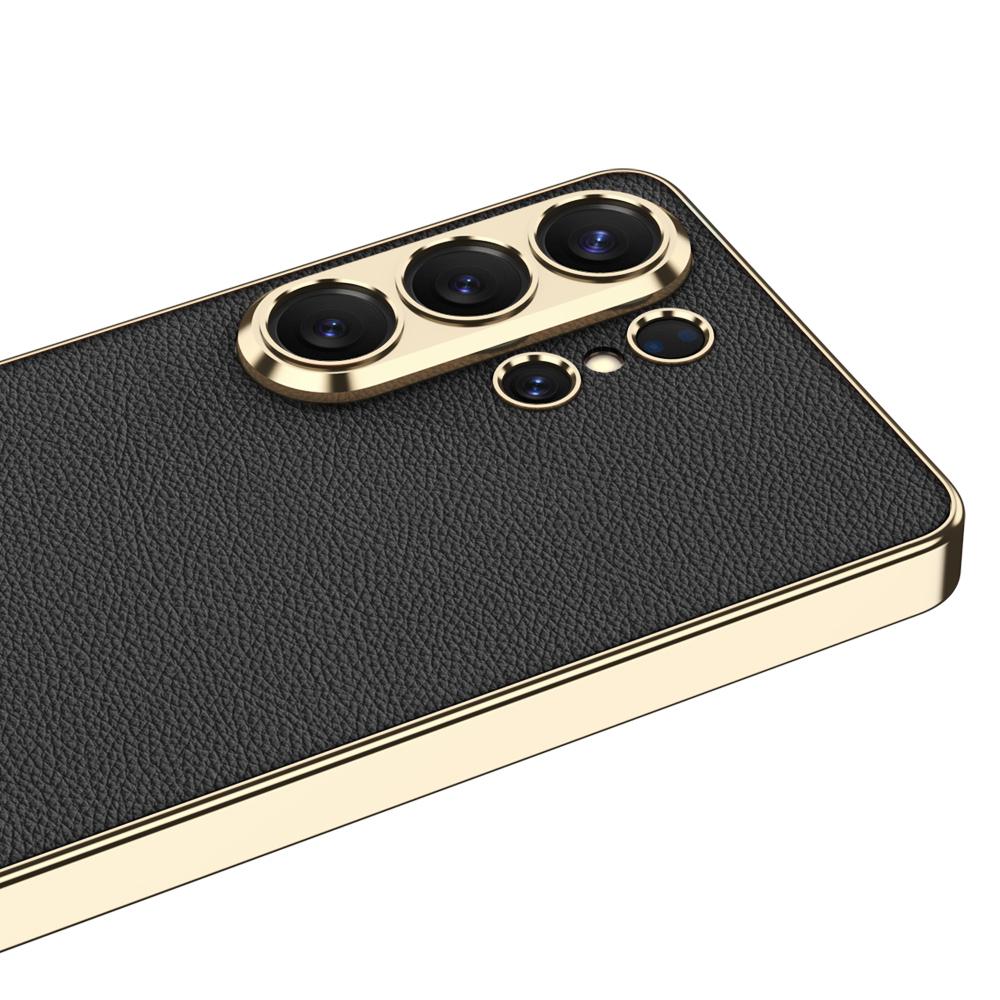 Чехол GKK для Samsung Galaxy S26 Ultra, Электроокрашенный, с покрытием из кожи, ТПУ-рама, Задняя крышка из ПК