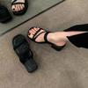 Black Thick High-heeled Sandals Women's New Summer Retro High-end Gentle Shoes