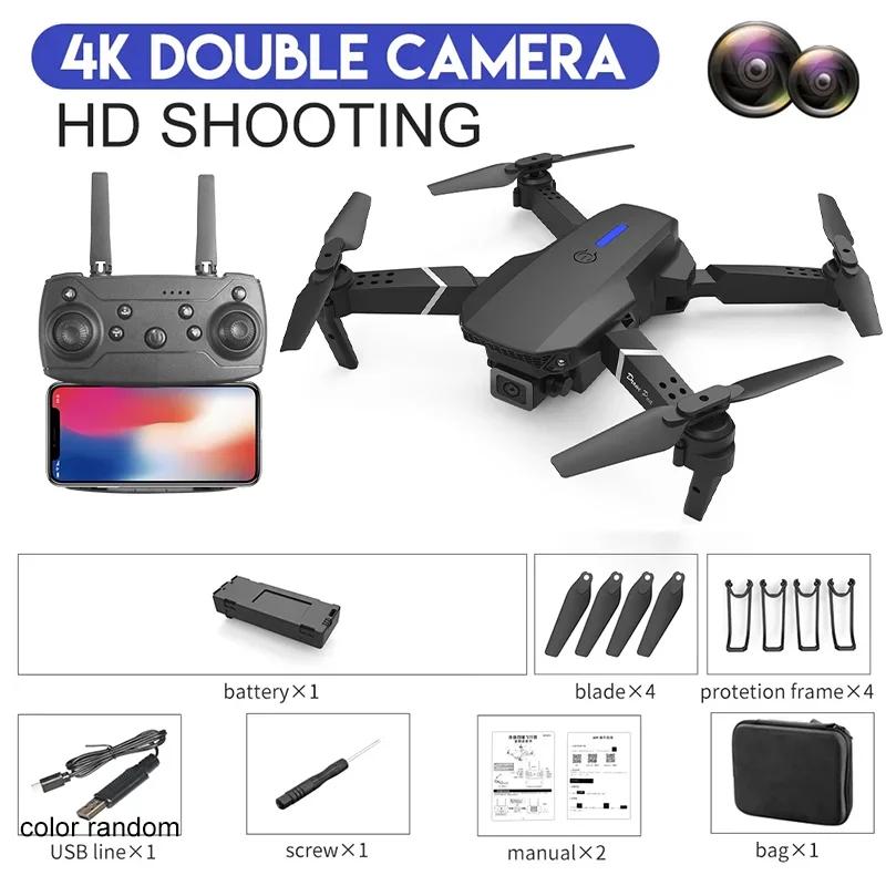 2025E88Pro RC Drone 4K Professional with 3 Batterie 1080P Wide Angle HD Camera Foldable Helicopter WIFI FPV Height Hold Gift Toy