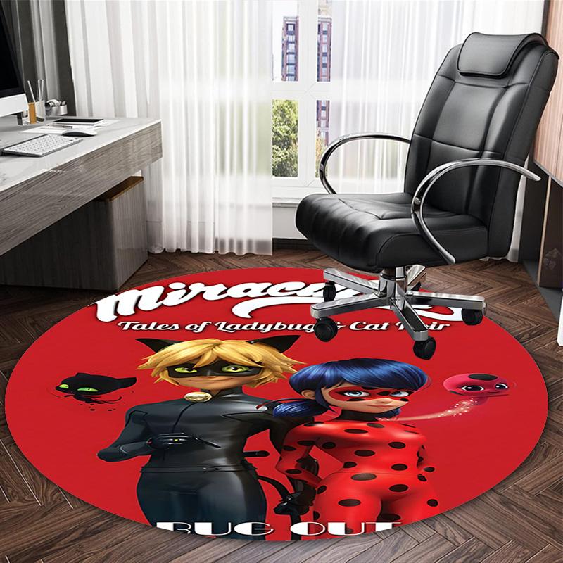 1pc Ladybug (2) Print Round Carpet Chair Round Carpet Suitable for Bedroom Living Room Home Decorative Carpet