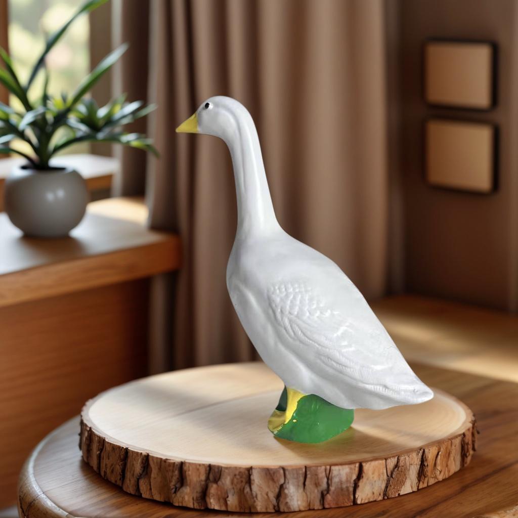 1 Cute White Duck Figurine Ornament, Realistic and Adorable Design, Suitable for Living Room, Desktop, Study, Home Decor, Fresh and Healing Style