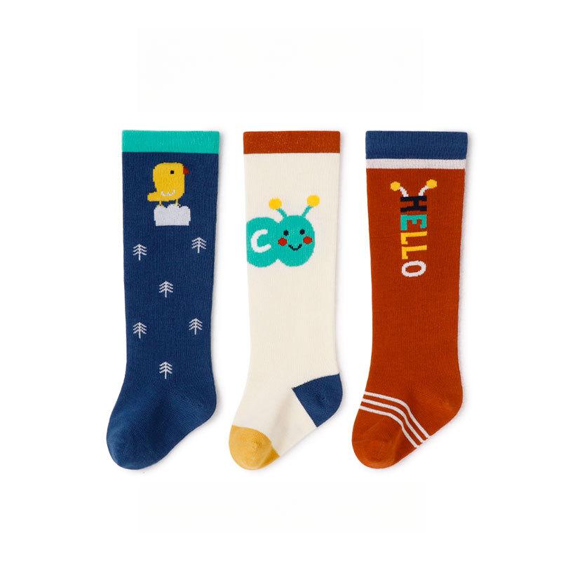 3 пары/лот Детские гольфы до колена Детские для девочек и мальчиков Мягкие хлопковые длинные носки Милые испанские полосатые однотонные детские носки для 0-3 лет