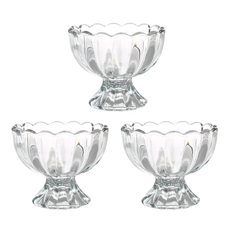 Стеклянная чашка для мороженого и йогурта в форме лепестка, летние десертные чашки для пудинга, закуски, орехи, фруктовый салатник, бокал для вина для домашнего десертного магазина