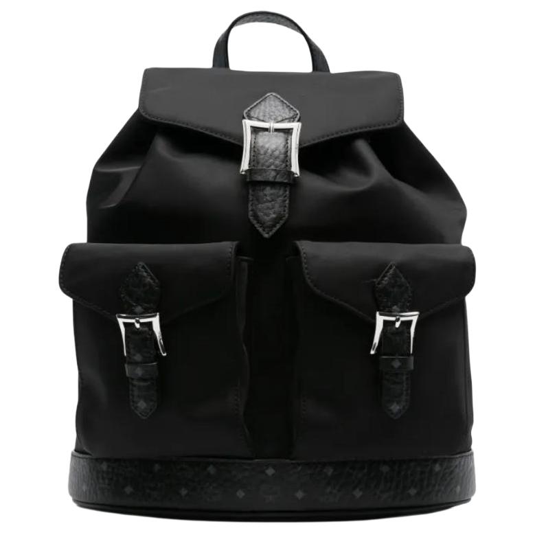 MCM Ensi En Aren Metal Hardware Recycled Nylon Backpack Women backpack Black MWKFATA04BK001
