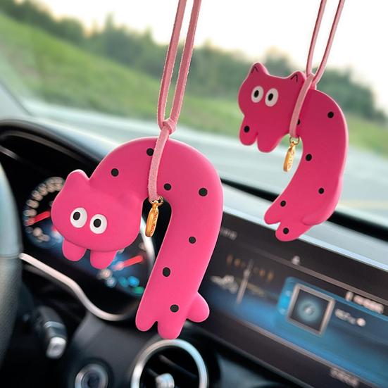 Милый кот, подвесное украшение для автомобиля с шнурком, легко устанавливается, ароматизатор, подвеска для зеркала заднего вида, подвеска для автомобильного зеркала