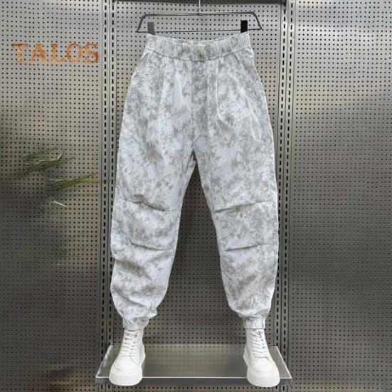 Мужские брюки-карго с завязками на талии, мешковатые брюки-джоггеры свободного кроя, шаровары с принтом и большими карманами для спорта и улицы