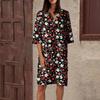 Женское летнее платье с ретро-цветочным принтом, V-образным вырезом и короткими рукавами, легкое дышащее платье