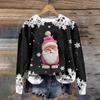 Women's Fashion Christmas Printed Long Sleeve Loose Round Neck Sweatshirt Top