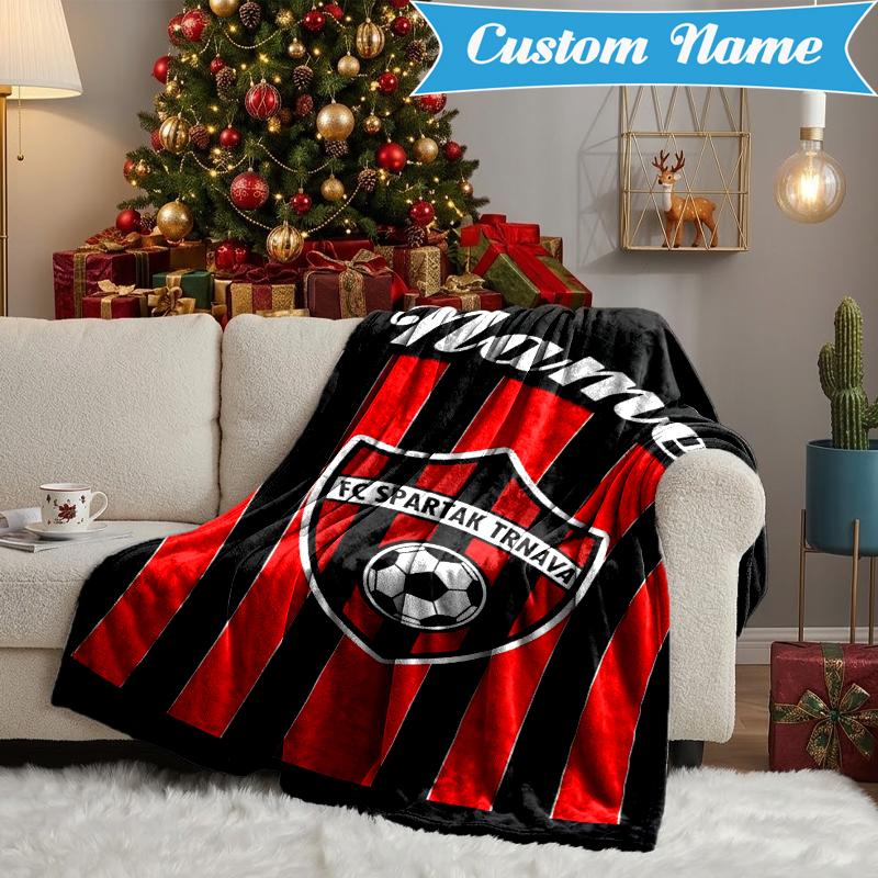 Custom Name Spartak Trnava Football Crest Blanket Lightweight Ideal Bedding Blanket Perfect for Travel, Camping,Living Rooms,Sofas,Christmas gift