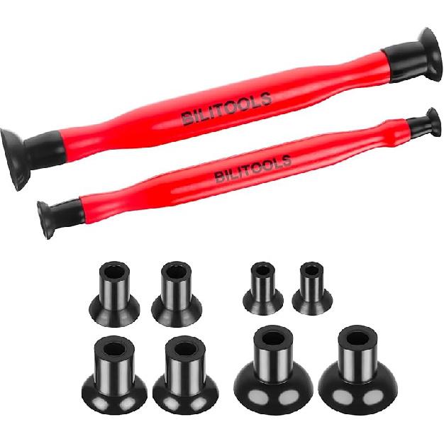 BILITOOLS 2PCS Valve Lapping Kit With 8 Suction Plates 4 Size, Valve Grinding Tool For Engine Maintenance (Red)