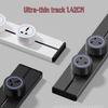 Ultra-Thin Black Movable Kitchen Track Rail with Universal Three-Hole Surface-Mounted Socket