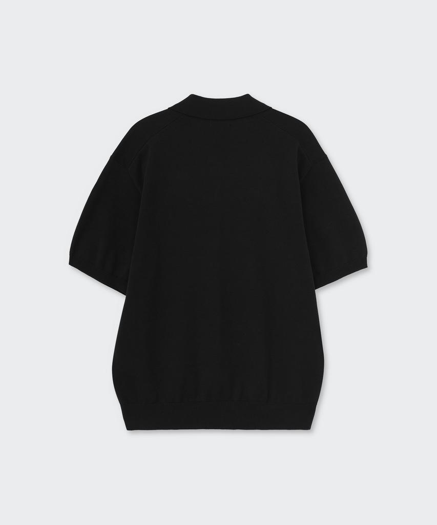 MUSINSA STANDARD Washable Supima Cotton Slit Neck Knitted Polo Shirt [Black]