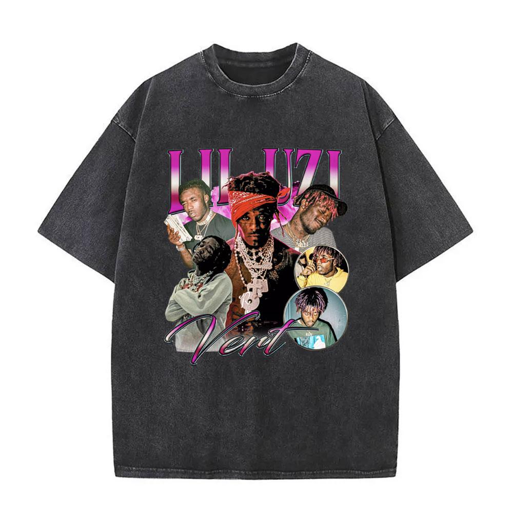 Рэпер Lil Uzi Vert Розовая Лента Винтажная Стиранная Футболка Мужская Женская Хип-Хоп Мода Поп Музыка Футболки Мужская Хлопковая Оверсайз Футболка
