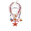 Многослойное плетеное вручную ожерелье из бисера и ракушек морской звезды для женщин, летний стиль для отпуска на океане, праздничная бижутерия, шейные аксессуары