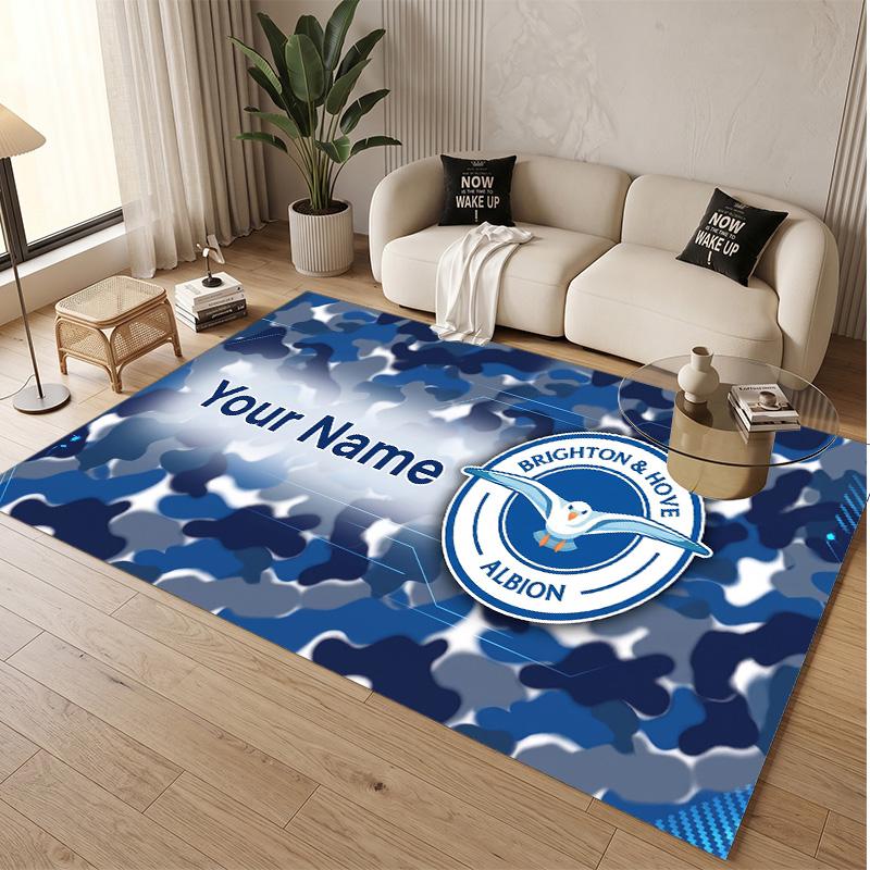 Personalized Crystal Velvet Carpet Brighton & Hove Albion Football Pattern Non Slip Floor Rug