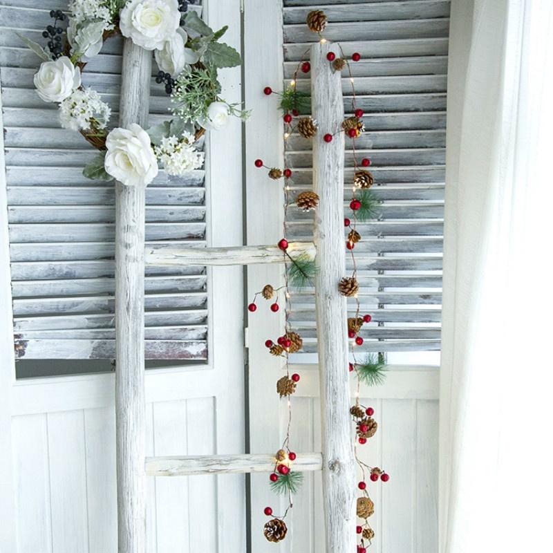 2 м 20 светодиодных рождественских огней светодиодная гирлянда сосновая иголка шишка медная проволока рождественский колокольчик дек