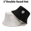 Embroidery Magritte Doublesided Bucket Cap Stylish Sun Protection Hat Fisherman