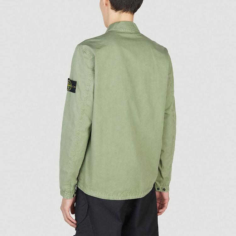 STONE ISLAND Ss23 Nylon Meta Series Lightweight Vintage Horn Washed Single Pocket Side Zipper Jacket Unisex Jacket Green 7815106WN-V0155