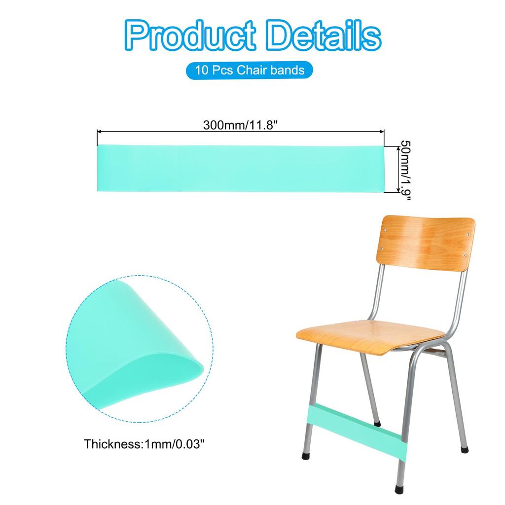 PATIKIL 10PCS Classroom Chair Fidget Bands Bouncy Bands Chair Bands for Anxiety Reduction for Classroom Chairs and Desks Jade Green -