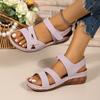 Fashion Casual Peep Toe Platform Wedges Women Sandals Hollow Out Leather Cross  Hook & Loop Beach Shoes Size 36-43